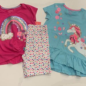 NWT Isaac Mizrahi 3pc Sequin Glitter Rainbow/Unicorn set